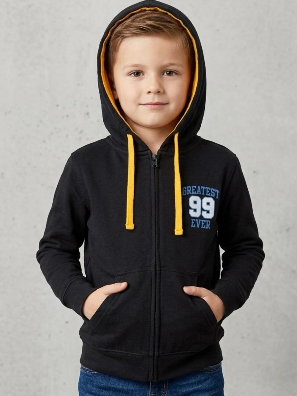 NEXT LEVEL APPAREL Youth Long Sleeve Black and Yellow Zip Hoodie Size XS